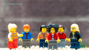 collection of Lego people in a group