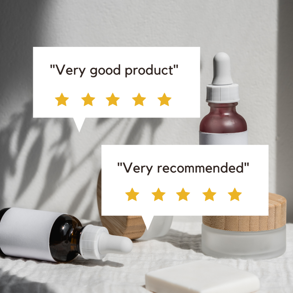 Customer review graphi - 2 bubbles showing 5/5 star reviews